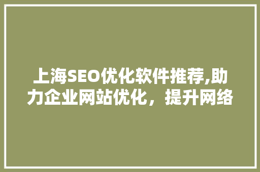 上海SEO优化软件推荐,助力企业网站优化，提升网络竞争力