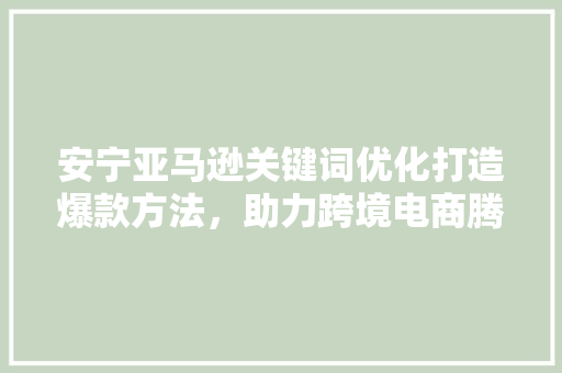 安宁亚马逊关键词优化打造爆款方法，助力跨境电商腾飞