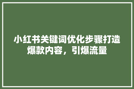 小红书关键词优化步骤打造爆款内容，引爆流量