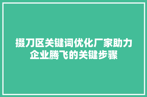 掇刀区关键词优化厂家助力企业腾飞的关键步骤