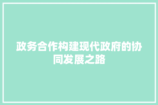 政务合作构建现代政府的协同发展之路