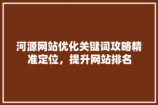 河源网站优化关键词攻略精准定位，提升网站排名